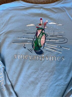 Vineyard Vines Sky Blue Long Sleeve with Golf Bag Graphic